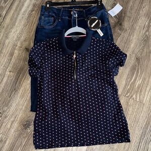 Dollhouse Women's Dark Blue Skinny Jeans w/ Tommy Hilfiger polo